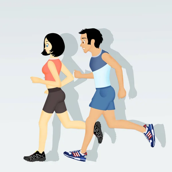 A pár futó illusztráció — Stock Fotó