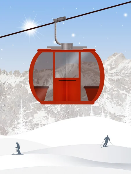 Illusztráció: ski lift — Stock Fotó