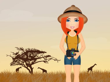 kız fotoğrafları safari alır.