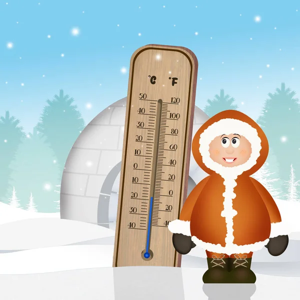 Kallt termometern på vintern — Stockfoto