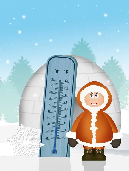 Kallt termometern på vintern — Stockfoto