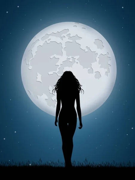 달에 있는 소녀 — 스톡 사진
