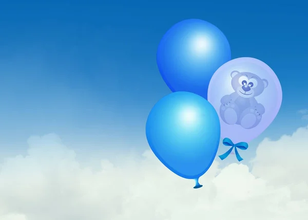 Μπλε μπαλόνια για αρσενικό μωρό — Φωτογραφία Αρχείου