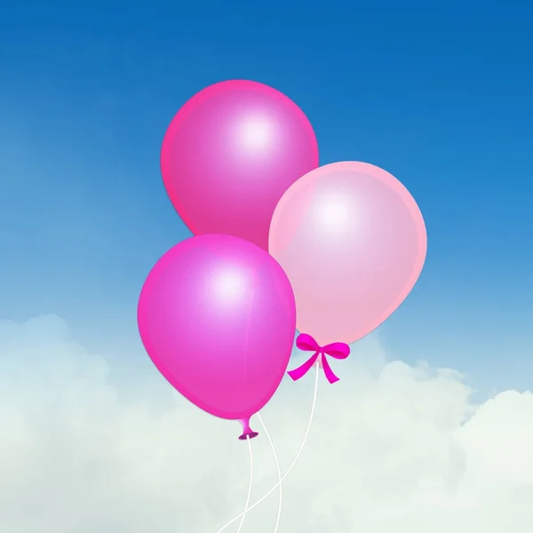 Pink balloons for newborn — Stock Photo, Image