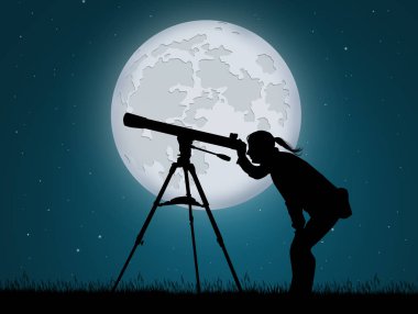 Teleskop arayan kadın