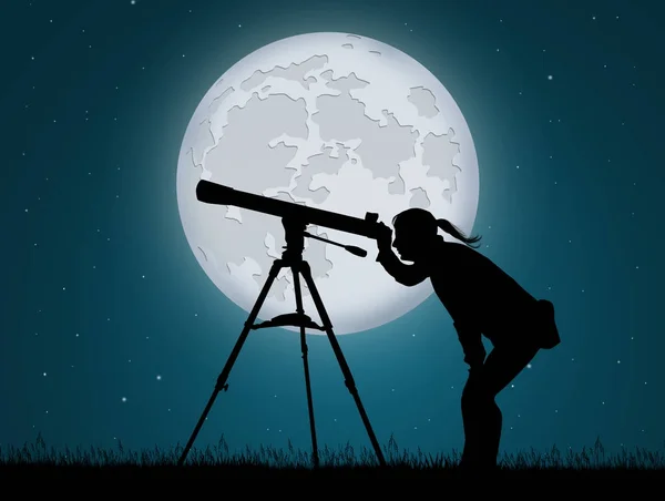 woman looking in the telescope