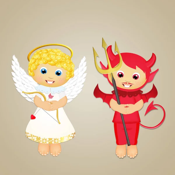 Angel and devil cartoon — стоковое фото