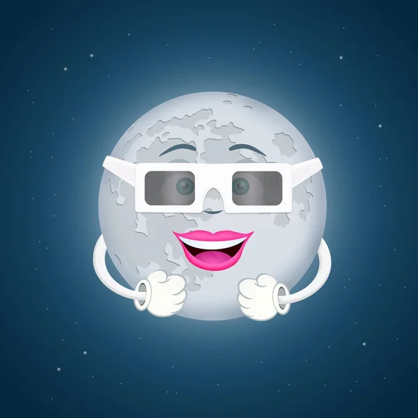 Lua engraçada com óculos de sol 3D — Fotografia de Stock