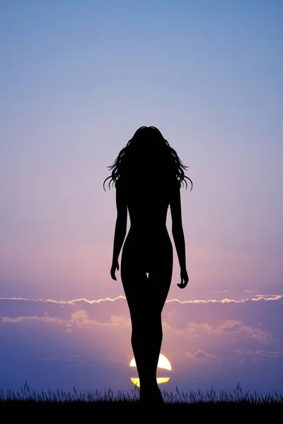 Mulher sexy ao pôr do sol — Fotografia de Stock