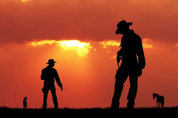 Duell der Cowboy-Männer — Stockfoto