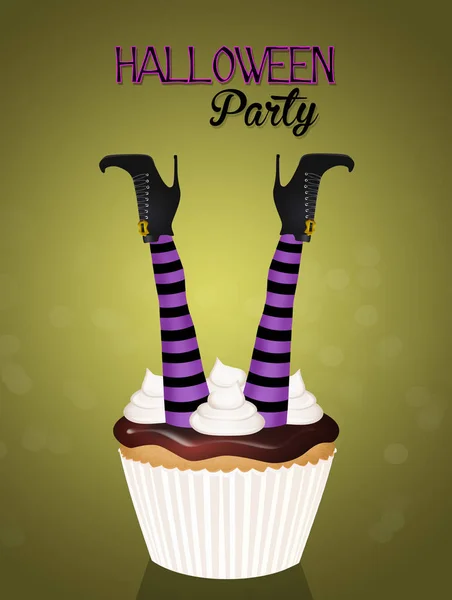 Halloween party with muffin decorated — Stock Photo, Image