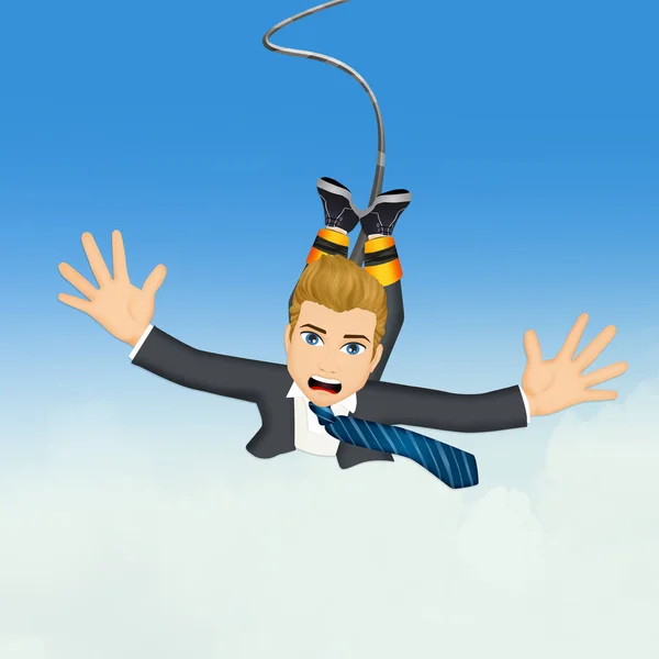 Podnikatel dělá bungee jumping — Stock fotografie