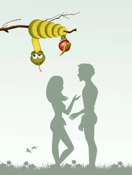 Адам и Ева с плодом греха — стоковое фото