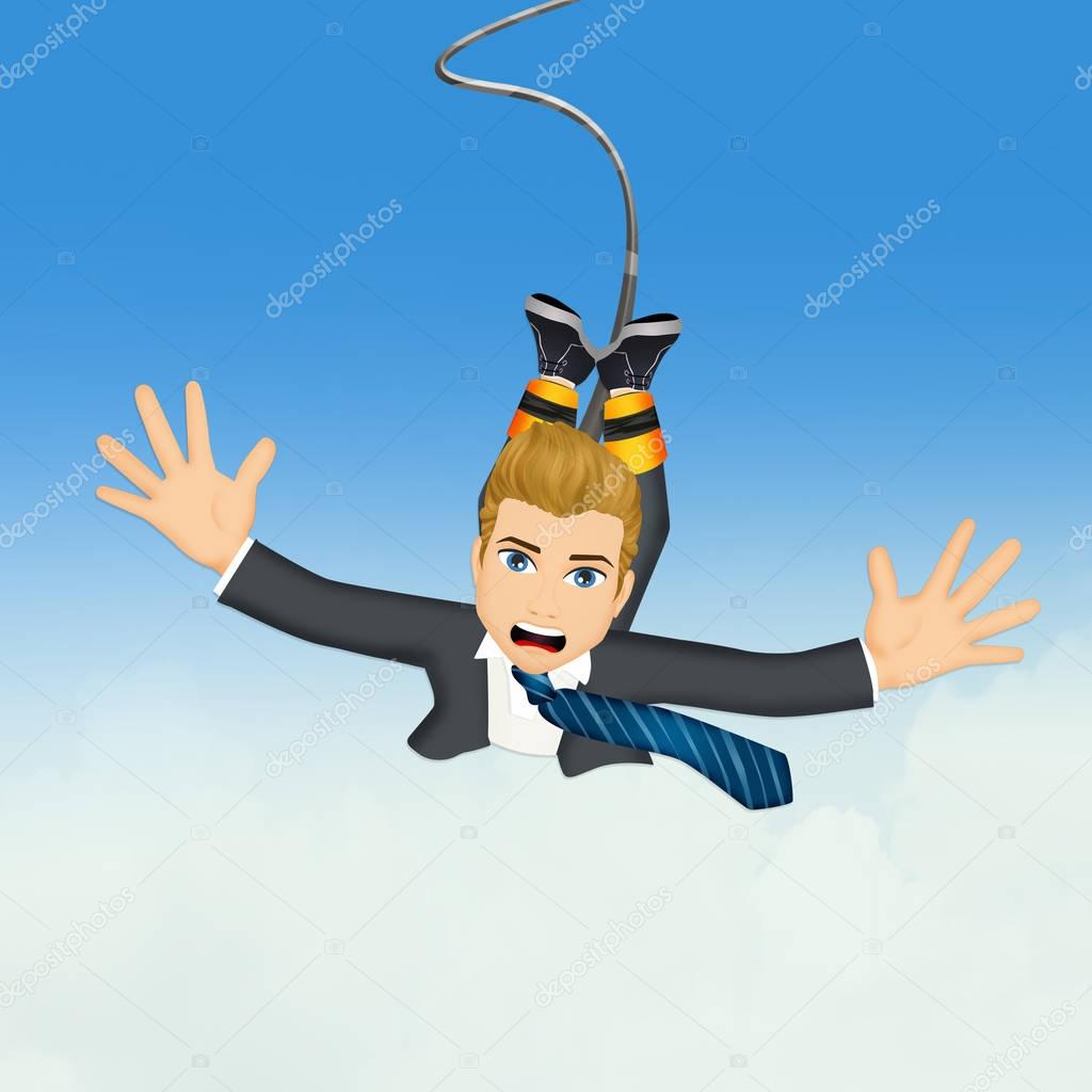 Businessman doing bungee jumping