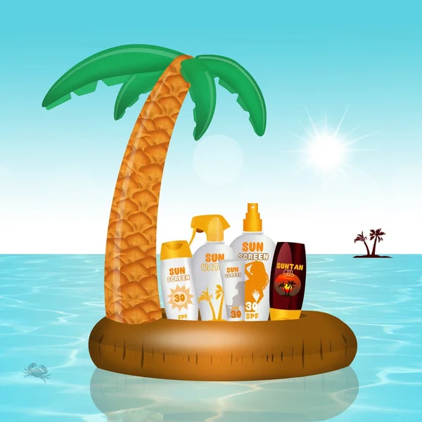 solar lotion in the Inflatable palm