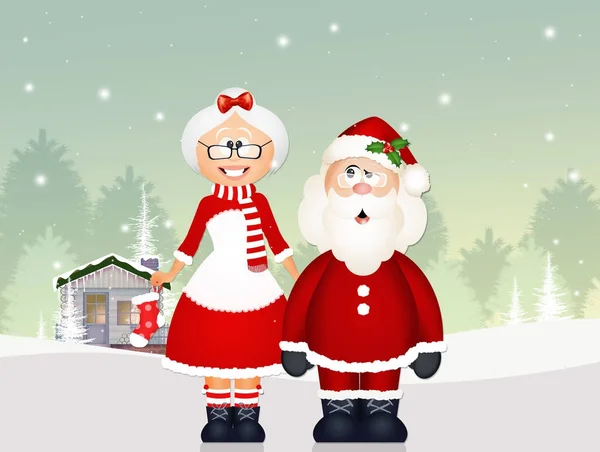 Santa Claus with his wife — Stock Photo, Image