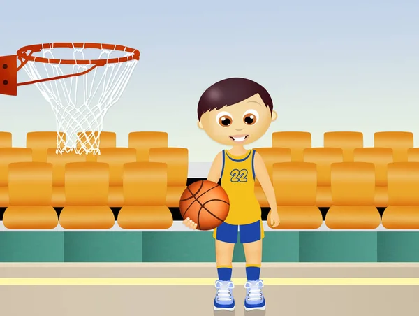 Niño jugar baloncesto — Foto de Stock