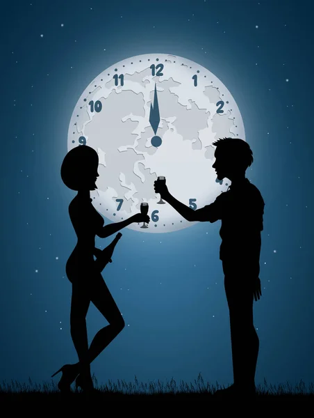 Man en vrouw toast voor het nieuwe jaar — Stockfoto