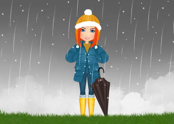 Woman in the rain — Stock Photo, Image
