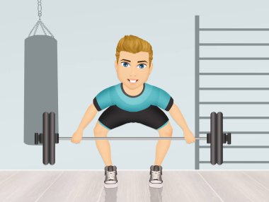 Asansör ağırlıkları adam