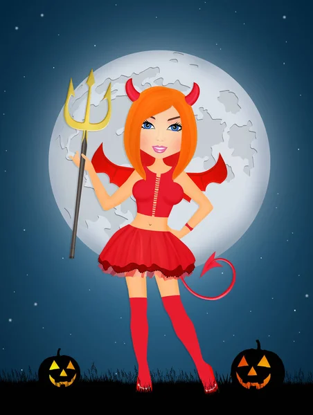 Chica diabólica de Halloween — Foto de Stock
