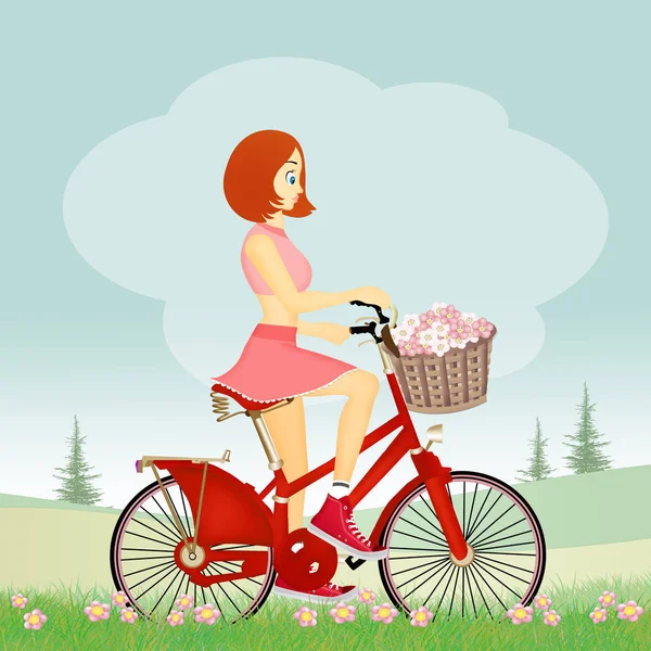 Ragazza in bicicletta — Foto Stock