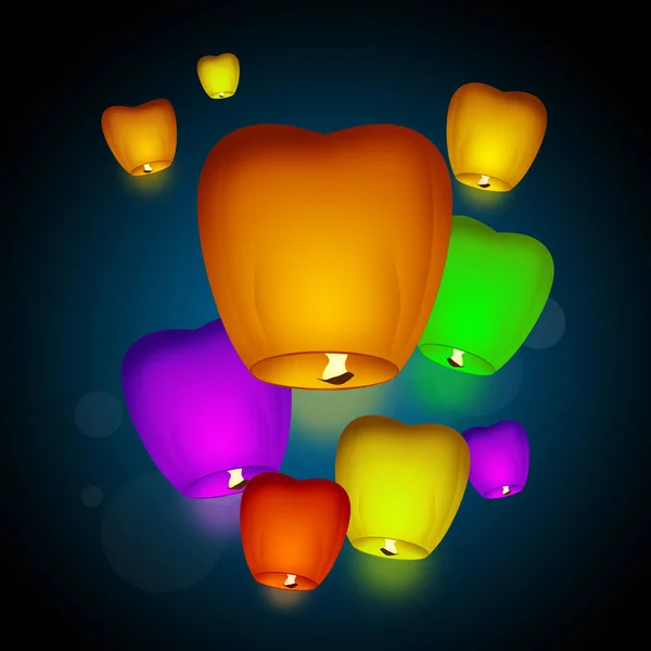 Illustration of flying lanterns — Stock Photo, Image