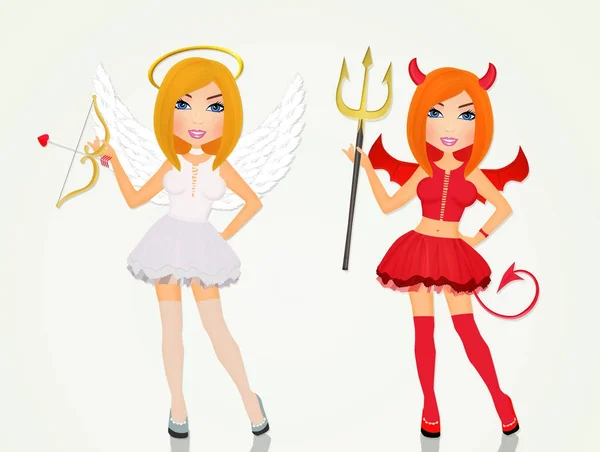 Angel and devil girl — Stock Photo, Image