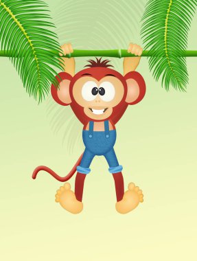 komik maymun orman çizimi