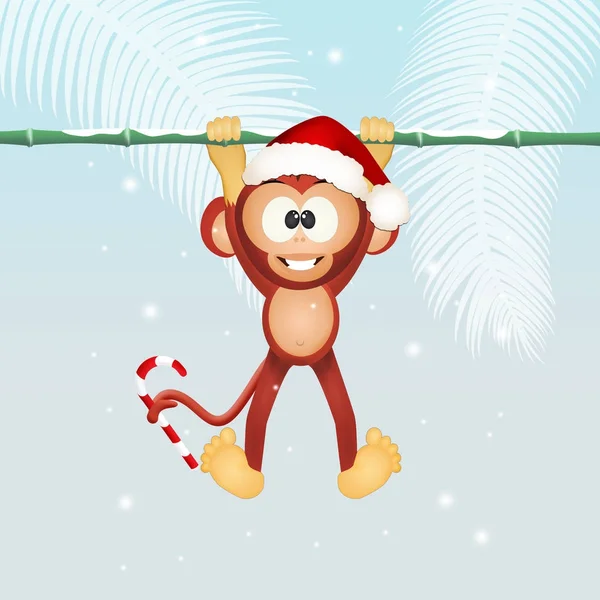 Ilustração Engraçado Macaco Natal — Fotografia de Stock