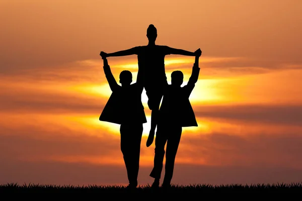 Illustration People Dancing Sunset — Stock Photo, Image