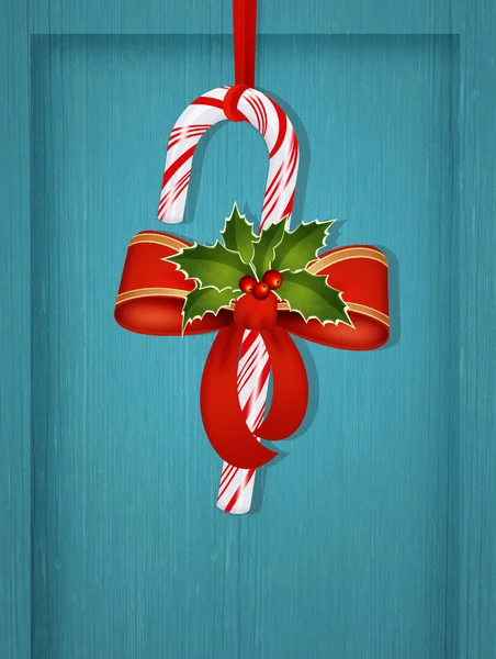 Illustratie Van Candy Cane Kerstdecoratie Deur — Stockfoto