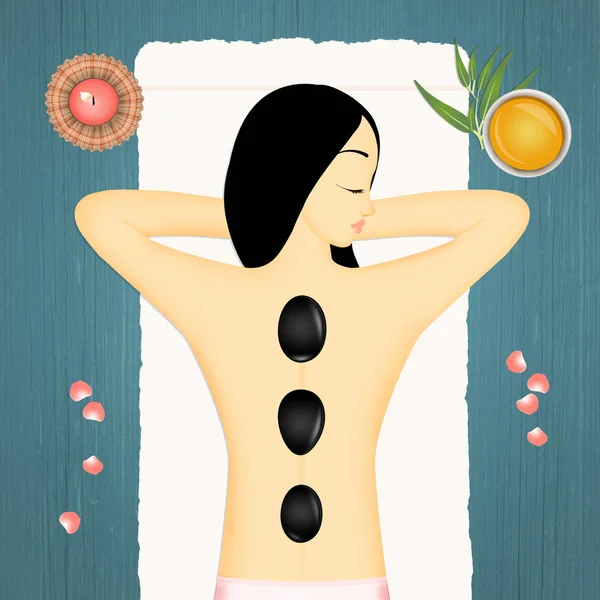 Illustration Einer Entspannenden Massage Mit Steinen — Stockfoto