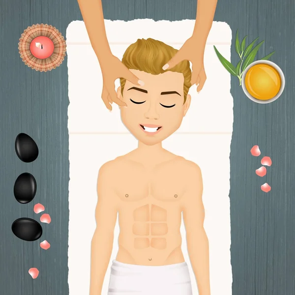 Illustration Avslappnande Ansiktsmassage — Stockfoto