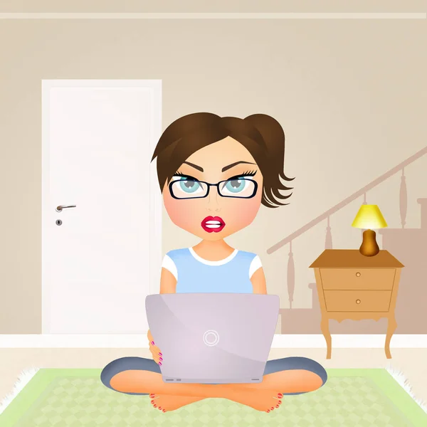 Trabajando en portátil Imagen Vectorial de © rudall30 #15595549