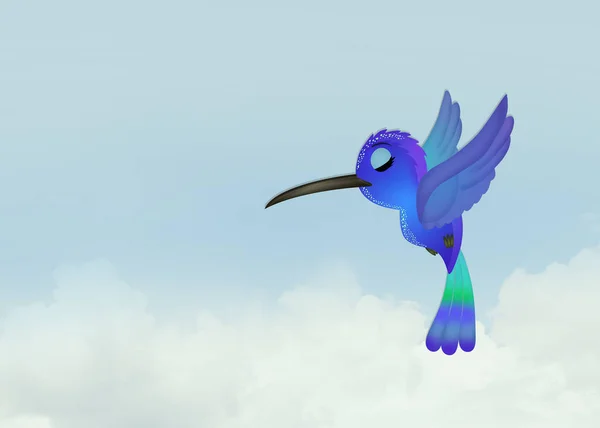 Illustration Kolibri Flygning Himlen — Stockfoto