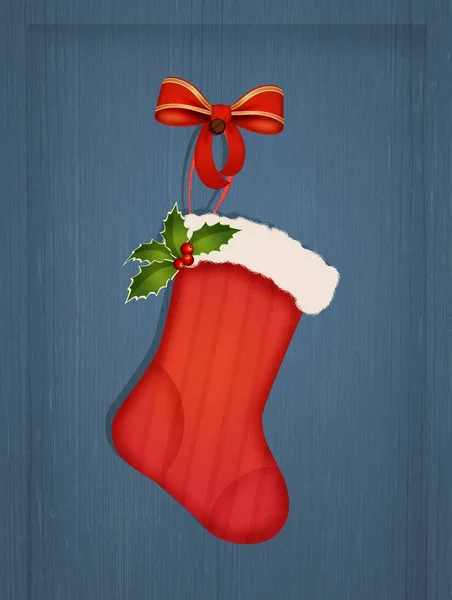 Illustration Von Weihnachtssocken Der Tür — Stockfoto