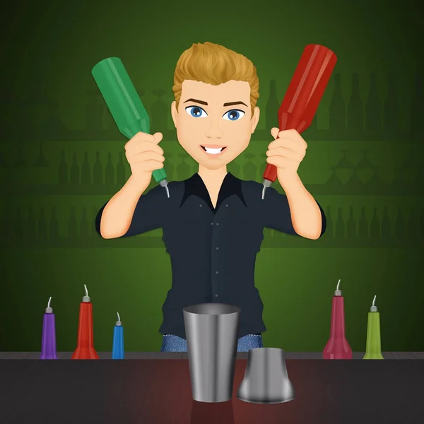 Illustration Bartender Cocktails — Stock Photo, Image