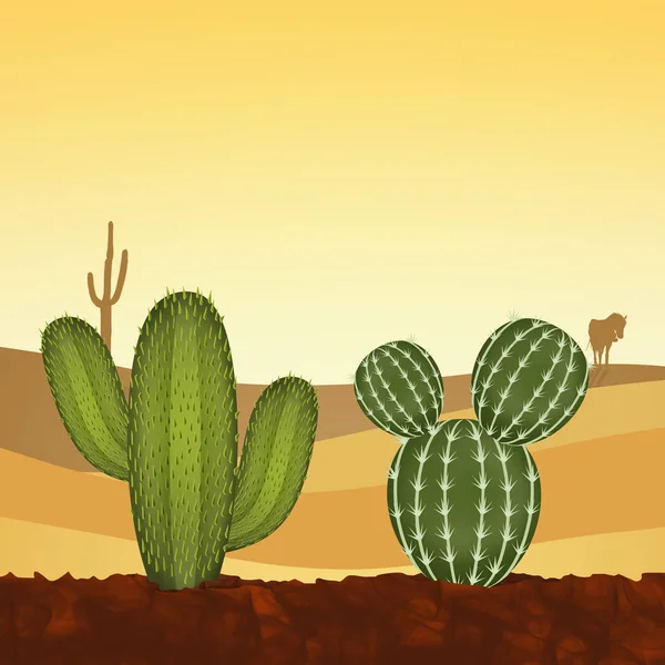 illustration of cactus plants in the desert