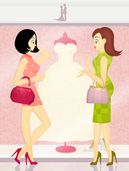 Illustration Wedding Dress Shop — Stock Photo, Image