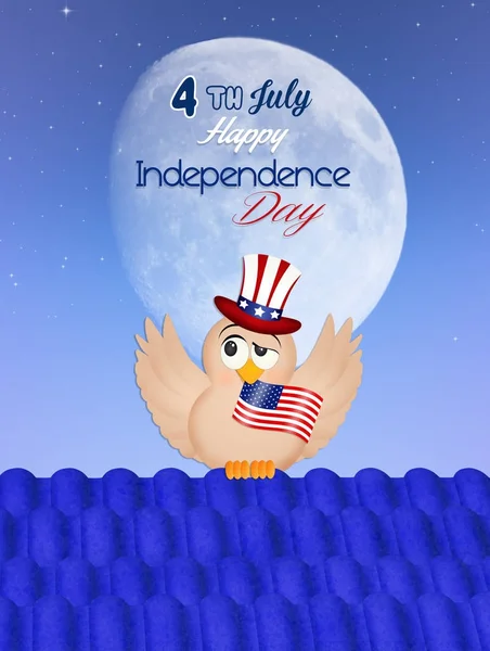 illustration of bird with American flag for Independence day