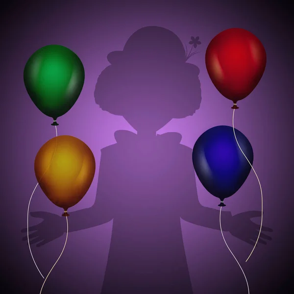 Illustratie Van Clown Schaduw Ballonnen — Stockfoto