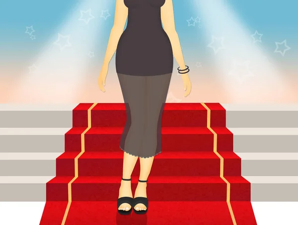 Illustration Femme Tapis Rouge — Photo