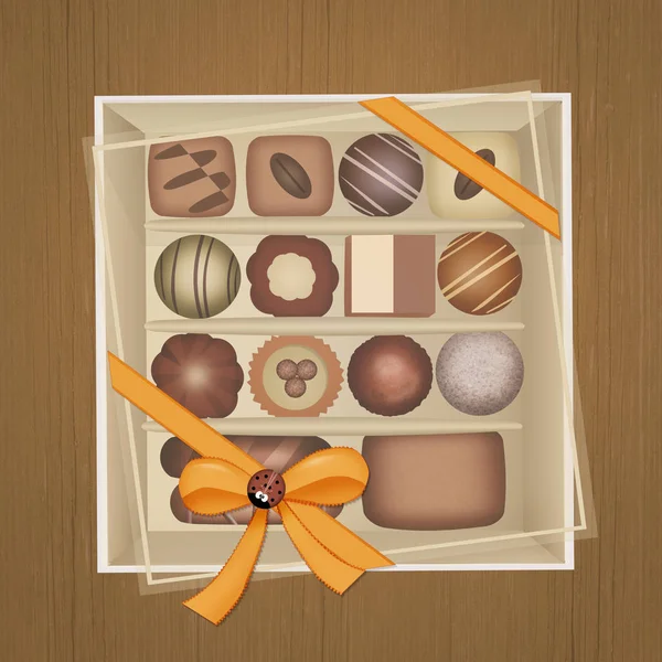 illustration of chocolates in the box