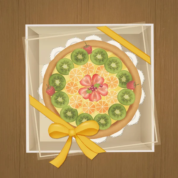 illustration of fruit cake in the box