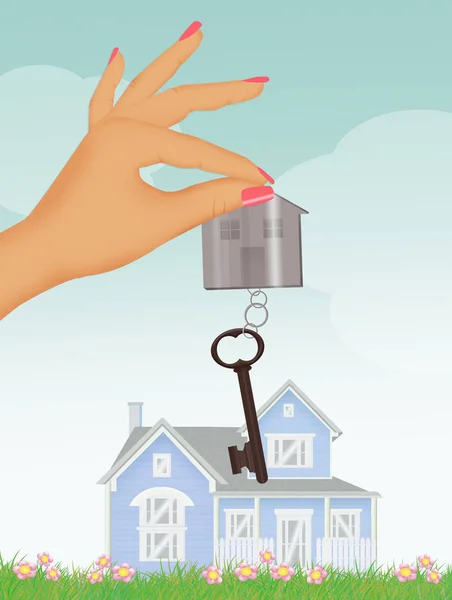 illustration of house key in hand