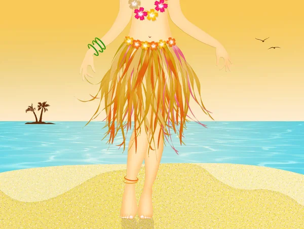 Illustrazione Della Donna Hawaiana Che Balla Hula — Foto Stock