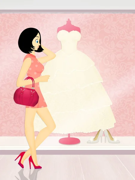 Illustration Wedding Dress Shop — Stock Photo, Image