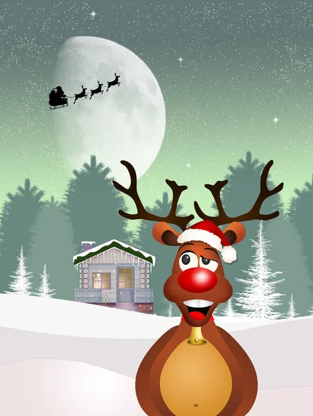 Noel Reindeer Çizimi — Stok fotoğraf