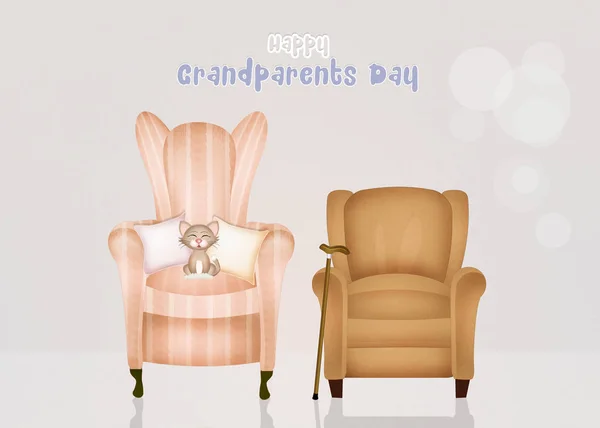 Illustration Chairs Grandfather Grandmother — Stock Photo, Image